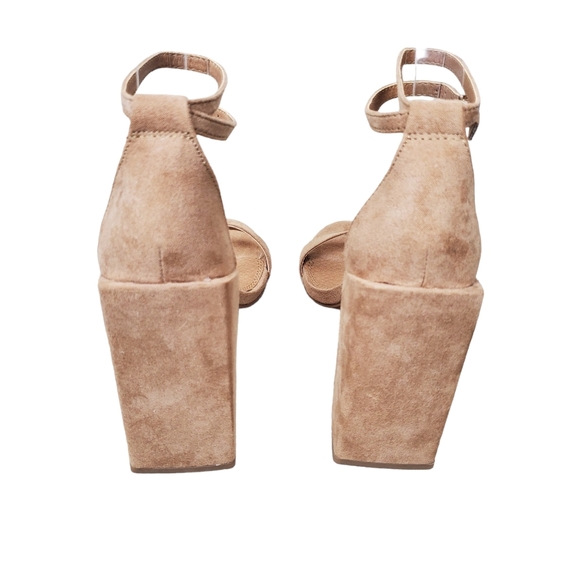 ASOS Womens Nude Faux Suede Ankle Strap Block Heel Sandals Size 4 - Picture 8 of 13